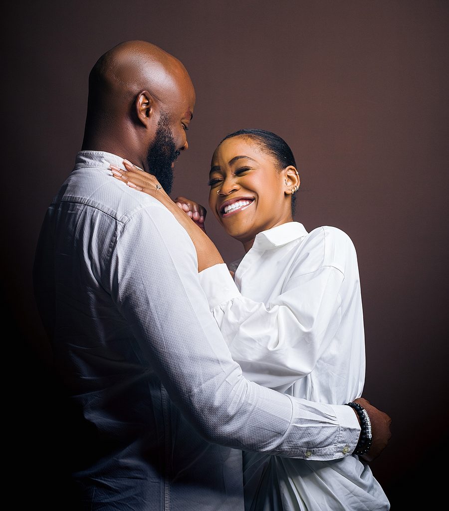 A couple embracing